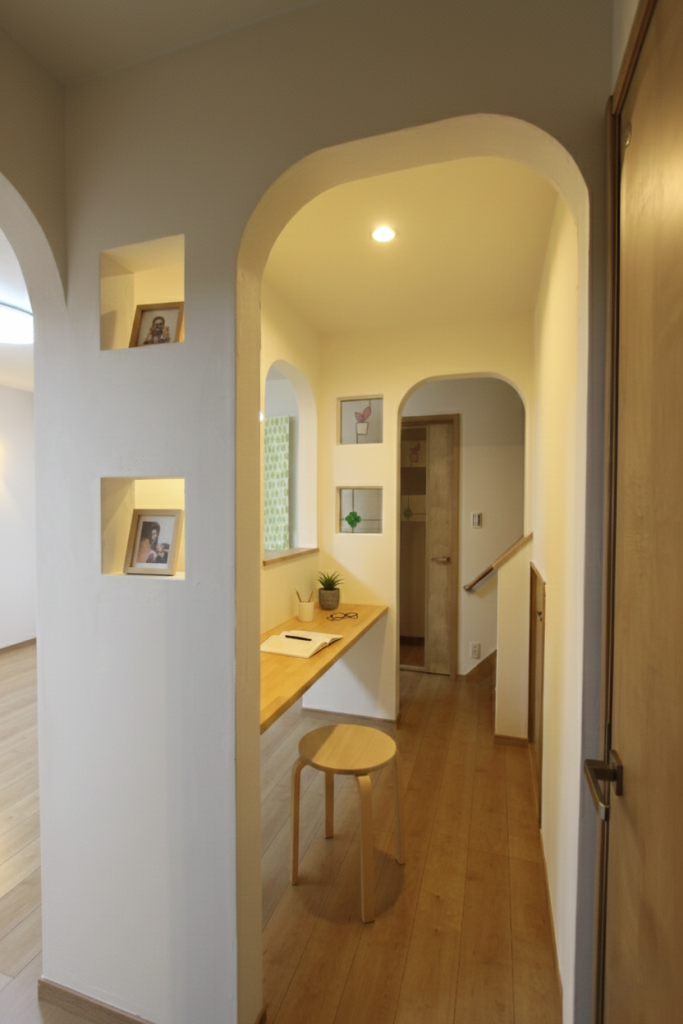 アースハウジング株式会社 一級建築士事務所 やわらかな白壁とロートアイアンが彩る『Blanc Ange』 の暮らし