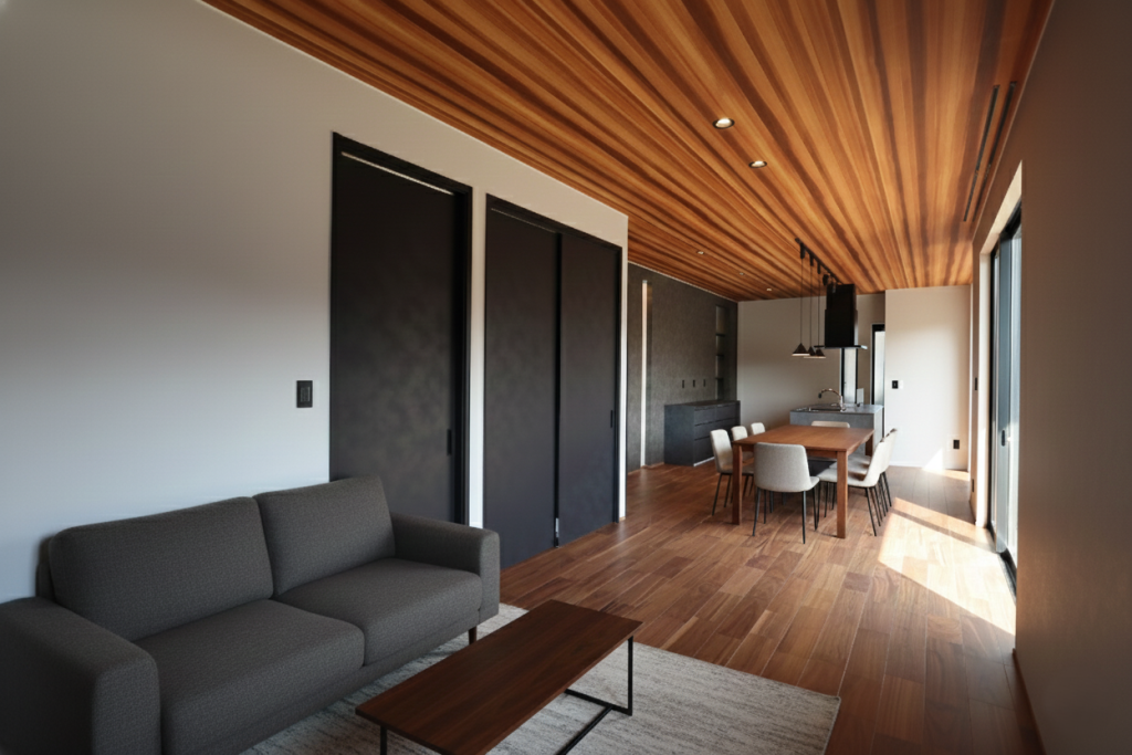 アースハウジング株式会社 一級建築士事務所 美しさと機能性を両立した、ラグジュアリーモダン平屋