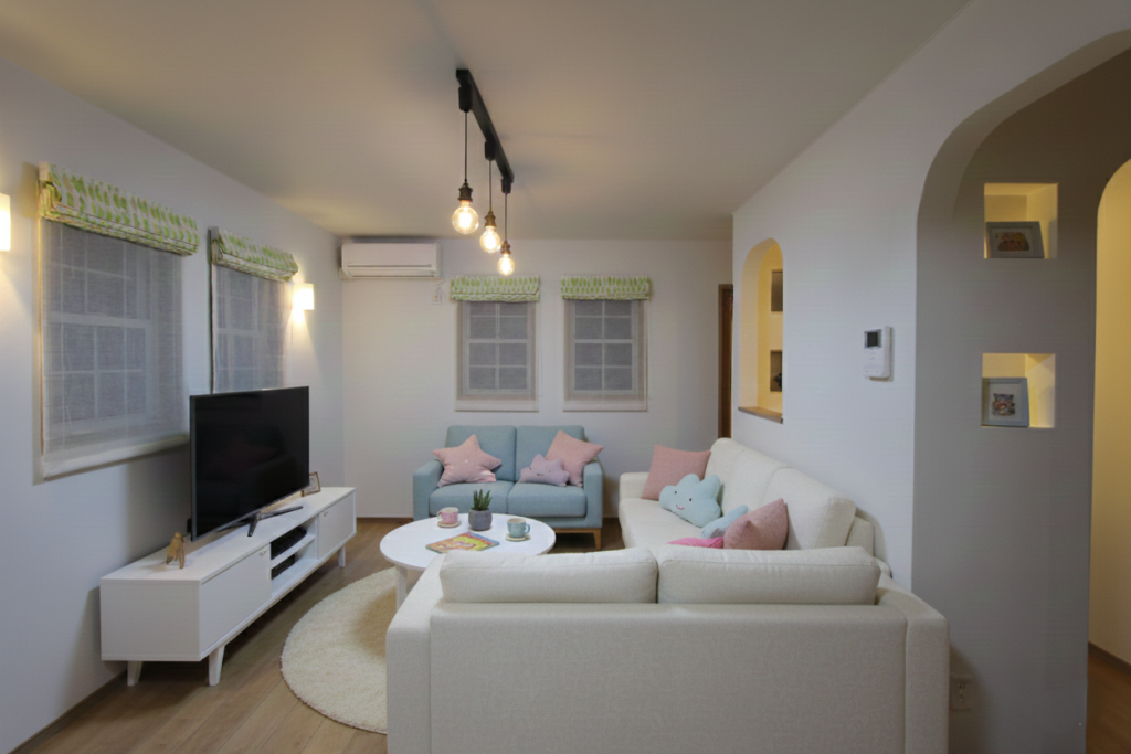 アースハウジング株式会社 一級建築士事務所 やわらかな白壁とロートアイアンが彩る『Blanc Ange』 の暮らし