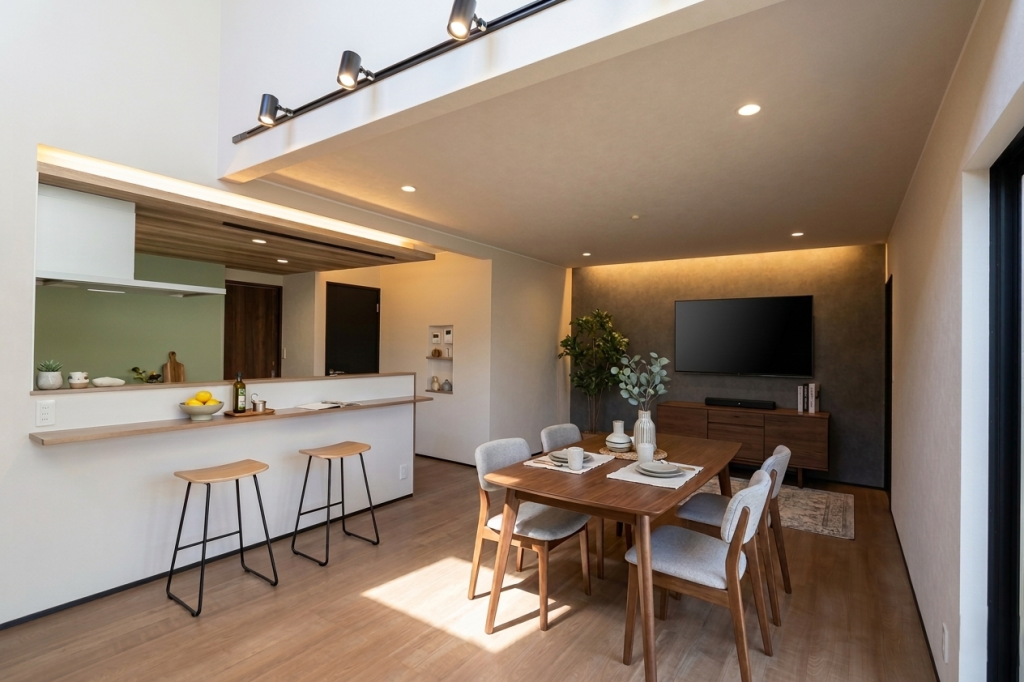 アースハウジング株式会社 一級建築士事務所 光と影が織りなす、大人の空間。夜の静寂も愉しむ住まい【ZERO-CUBE＋BOX】